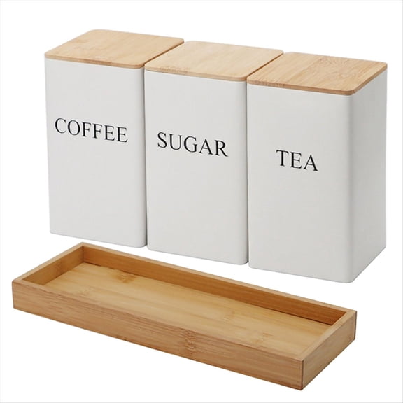 Kitchen Storage Box with Lid, Metal Tea Coffee Sugar Storage Jar, B
