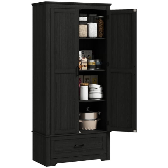 Farmhouse Style Pantry | Customizable Shelving for Essentials | Wood Grain Appearance | Safe and Stable