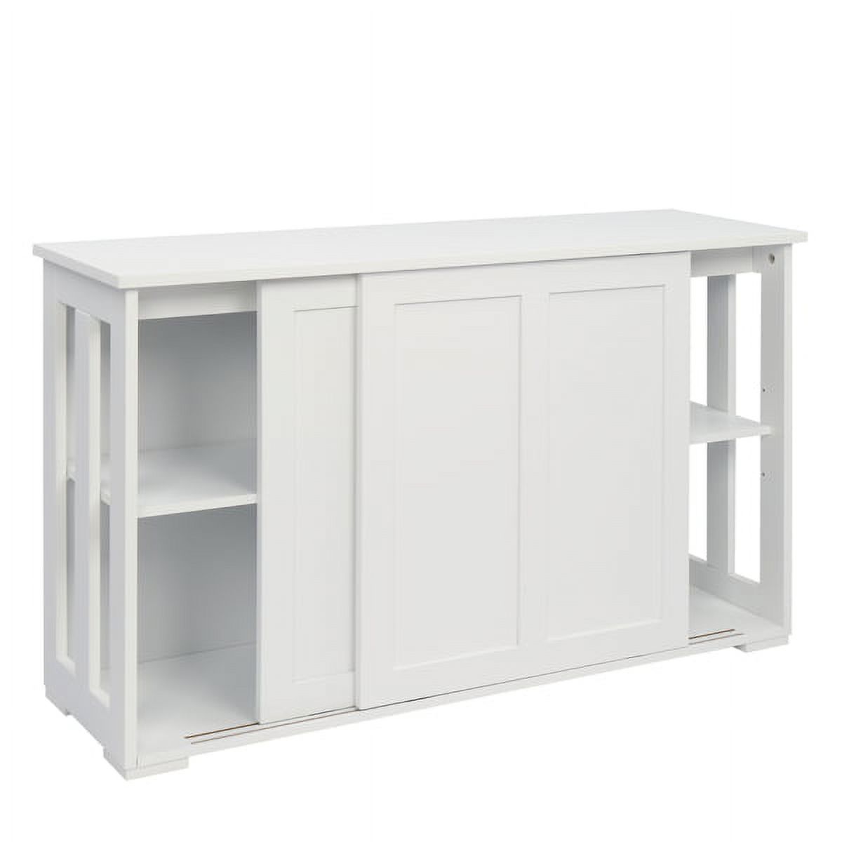 Corrigan Studio Arlia Kitchen Storage Cabinet Sideboard with 2 Glass Sliding Doors and with 4 Drawers, Accent Console Table for Kitchen Dining Living Room Hallway Off