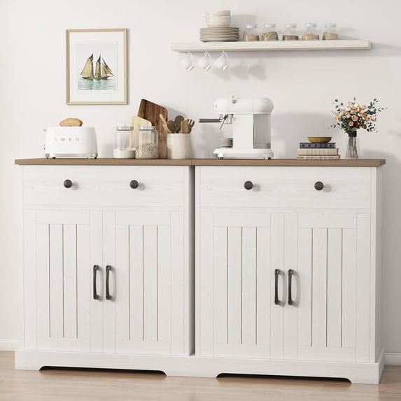 Kitchen Storage Cabinet, Modern Buffet Cabinet with Storage, Coffee Bar with 2 Drawers and 2 Doors, Floor Sideboard Buffet for Living Room, Dining Room, Bathroom