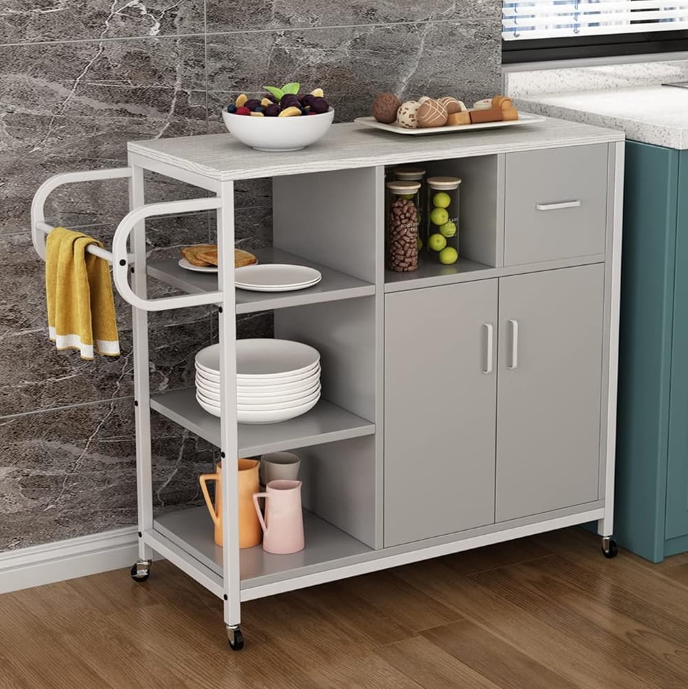 Kitchen Storage Racks, Kitchen Island on 4 Wheels,Mobile Kitchen Table Suitable