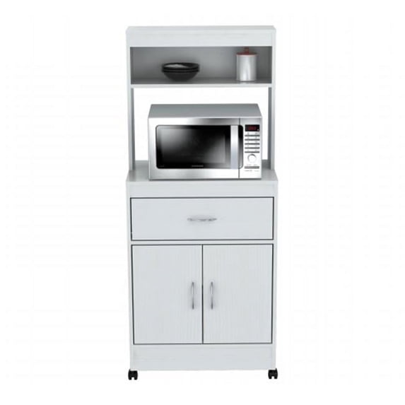 Kitchen Storage Cabinet With Microwave Cart - Laricina White