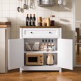 thumbnail image 1 of Kitchen Buffet Sideboard Cabinet, Lofka Farmhouse Coffee Bar with Large Drawer & Adjustable Shelves, Waterproof, White+Rustic Brown, 1 of 9