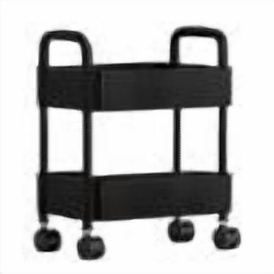 Kitchen Storage Cart 4-Tier Black Organizer With Armrests Wheels Hooks Bathroom Toiletries Storage Rack Mobile Utility Cart For Home Organization