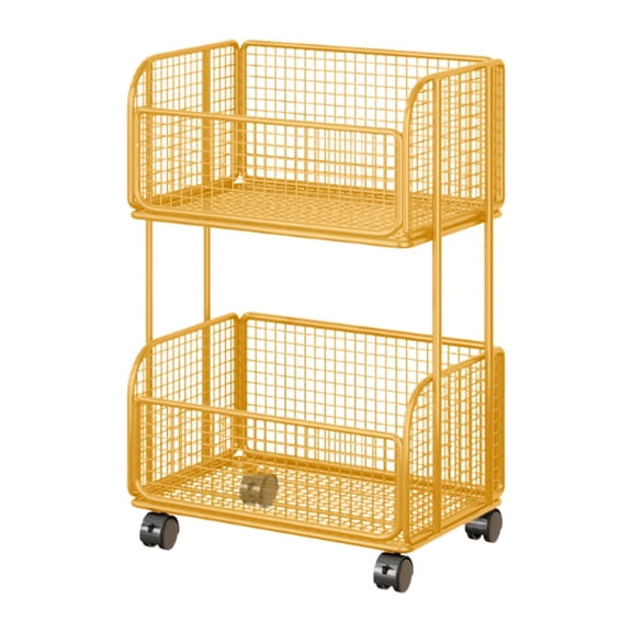 Kitchen Storage Cart Metal Wire Baskets Rolling Pantry Cart Iron Construction Space Saver for Home Office Use