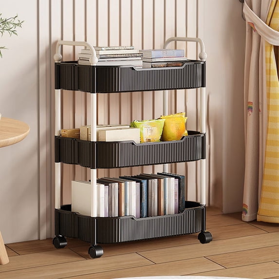 Kitchen Storage Carts 3 Layer With Armrests Storage Rack Bathroom Toilet Toiletries Storage Carts Suitable For Kitchens Bathrooms And Living Rooms