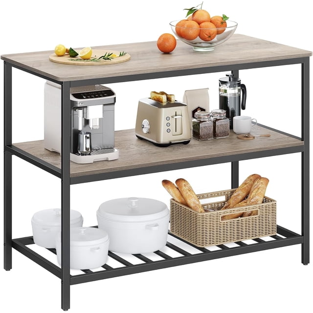VASAGLE 3-Tier Kitchen Island, Microwave Stand, Baker's Rack, Space ...