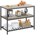 thumbnail image 1 of Kitchen Storage Island 3-Tier Kitchen Shelf Organizer Kitchen Baker’s Rack Coffee Bar with Large Open Shelves & Worktop Greige and Black, 1 of 10