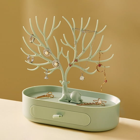 Kitchen Storage Organization - Christmas Reindeer Horns Jewelry Storage Rack Display Stand With Drawer Jewelry Rack Storage Rack Or Ring Earring Necklace Bracelet
