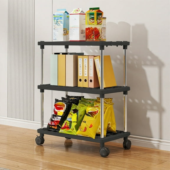 Kitchen Storage & Organization - Large Floor Shelving Unit Mobile Storage Cart Adjustable Tier Shelves Kitchen And Bathroom Organizer Snack Storage Rack