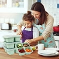 thumbnail image 1 of Kitchen Storage & Organization Reusable Snack Containers with Lid 4 Compartment Wheat Straw Bento Lunch Boxes 3-Pack Divided Meal Prep Food Storage for Adults School Work Travel Picnic (Green-3Pcs), 1 of 7