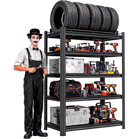 Kitchen Storage Rack, 5 Tier Metal Shelving Unit,Small Pantry Shelves for Kitchen Counter,Shelf Organizer for Baker/Book, 40”Wx18”Dx78”H