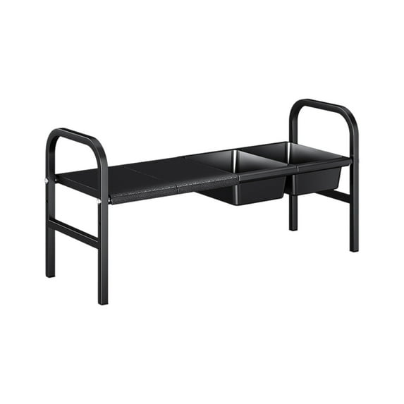 Kitchen Storage Rack Expandable Kitchen Storage Rack Adjustable Tiered Organizer with Baskets for Dishes Plates Spices Countertop Cabinet Space Saving Expandable Rack