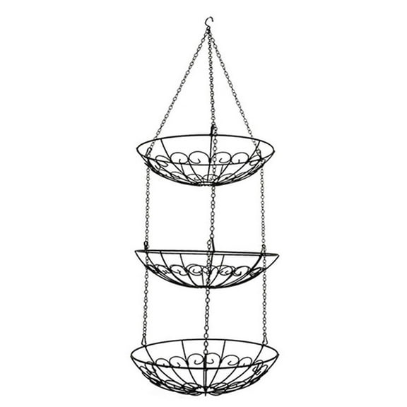 Kitchen Storage Rack Iron Basket Five-layer Fruit Bowl Black
