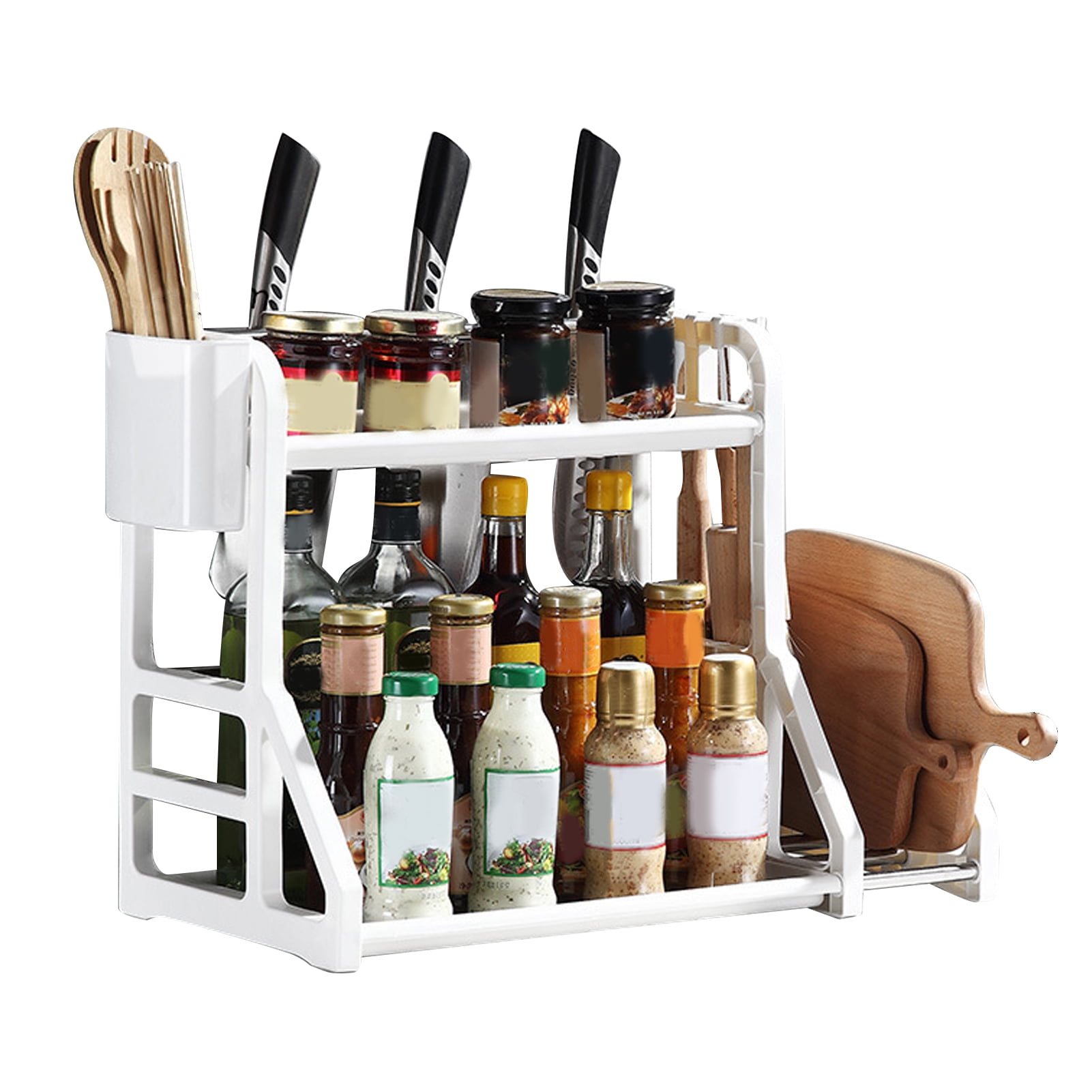 Kitchen Storage Rack Moveable Corner Shelf Spice Rack Double Layers