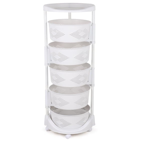 Kitchen Fruit Vegetable Rack Rolling Storage Cart 5-Layer Basket Organizer