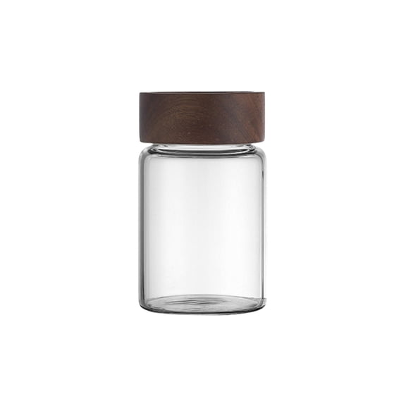 Kitchen Storage Sealed Borosilicate Heatproof Glass Jar With Maple Wood Coffee Grain Tea Container