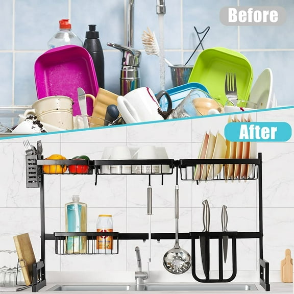Kitchen Storage Shelf Above The Sink Draining Rack Dish Drying Rack Utensil Holder
