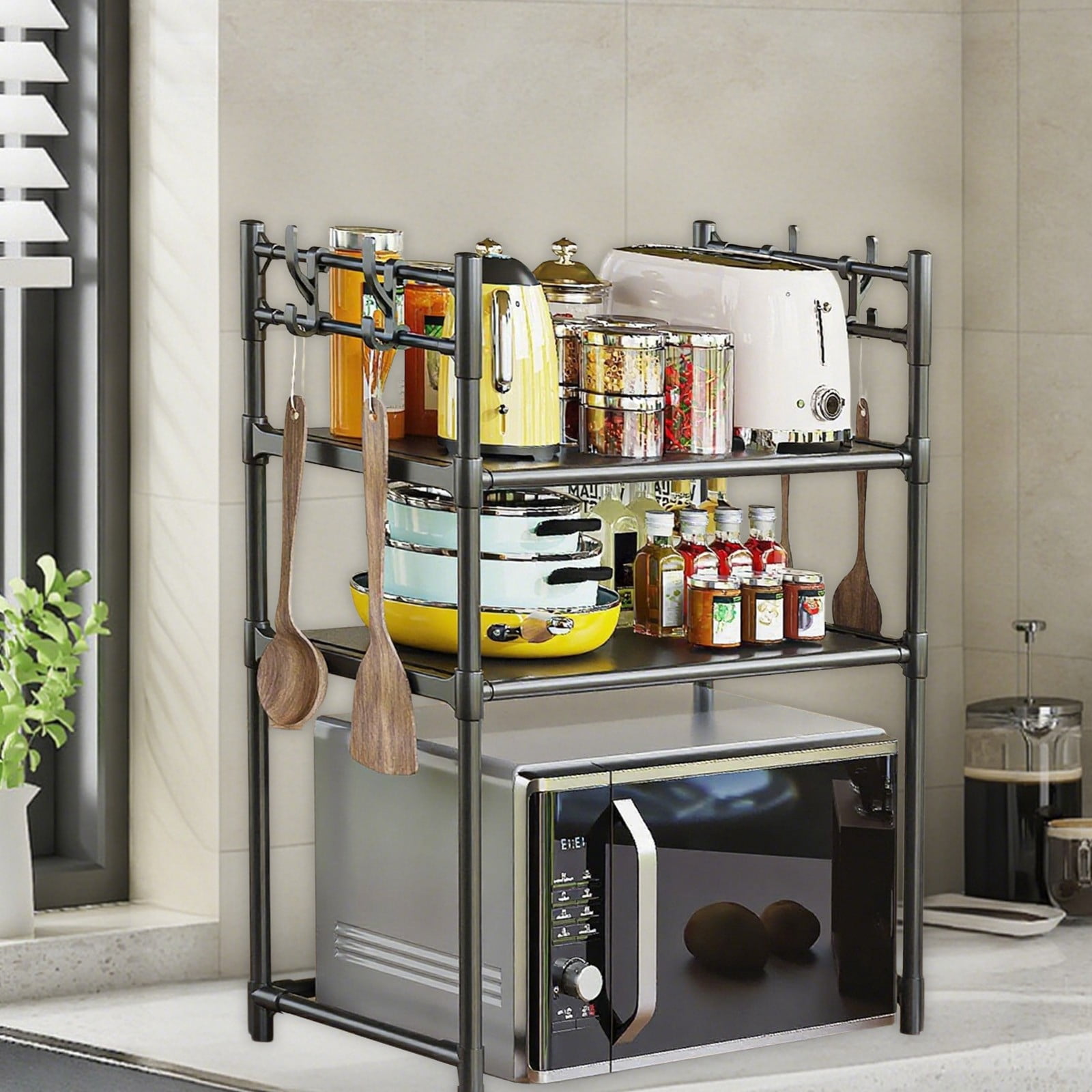 Kitchen Storage Shelf Countertop Organizer Microwave Oven Stand Spice ...