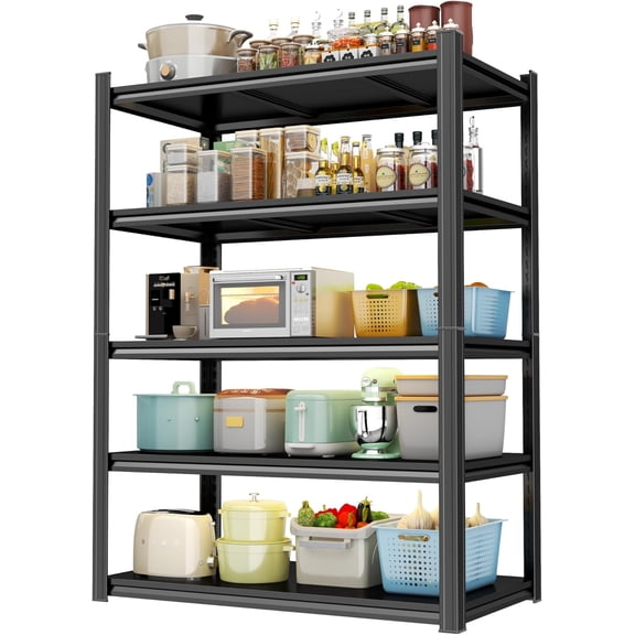 Kitchen Storage Shelves, 5-Tier Adjustable Heavy Duty Metal Kitchen Shelving Unit, Kitchen Appliance Shelf for Storage, Free Standing Organizer Shelf (36" W× 18" D ×78" H)