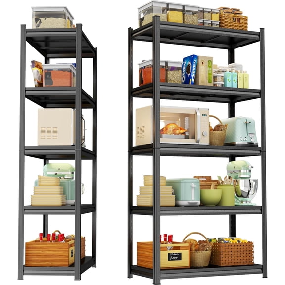Kitchen Storage Shelves Island with Narrow Space, 78" H Microwave Stand Station with Adjustable Metal Shelve, Stable Steel Structure, Coffee Bar Station Table, Estantes para Cocina, 32" Wx14 Dx78 H