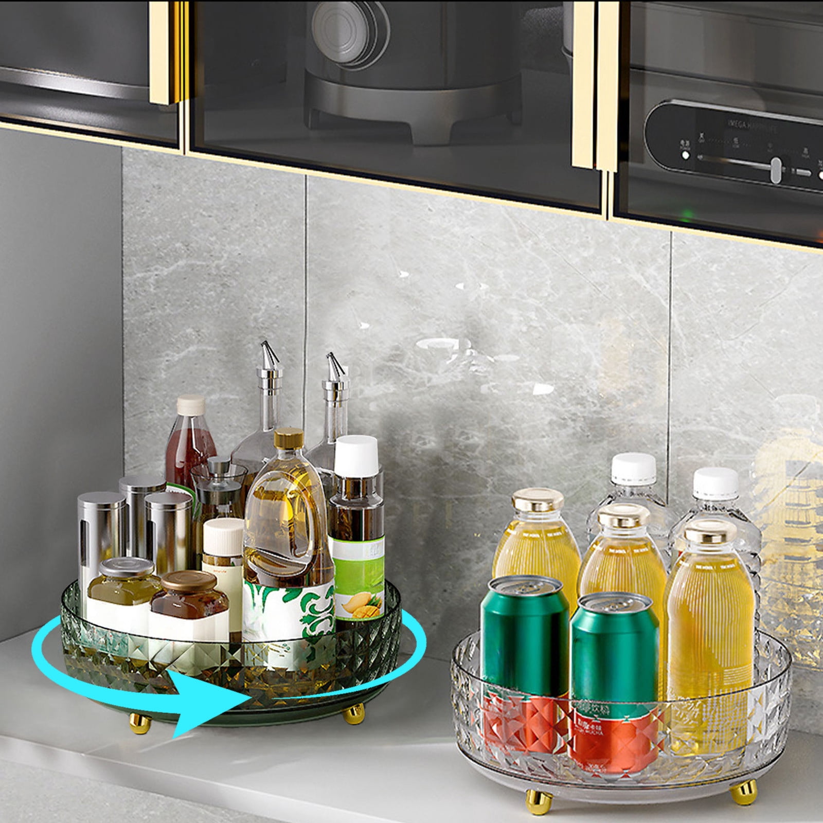 Kitchen Storage Turntable, Spinning Organizer, Rotating Tray, Smooth ...