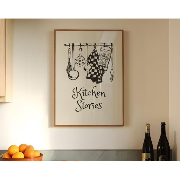 Kitchen Stories, Hospitality Print, Retro Kitchen Vintage Kitchen Poster, Cute Cooking Art, Aesthetic Apartment, Wall Art, Modern Wall Decor, 24x36 UNFRAMED