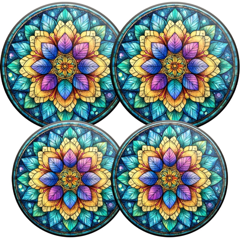 Kitchen Stove Burner Covers for Electric Stove, Mystery Teal Floral Mandala 4 Pack Round Oven Burner Covers for Kitchen, 8 Inches and 10 Inches