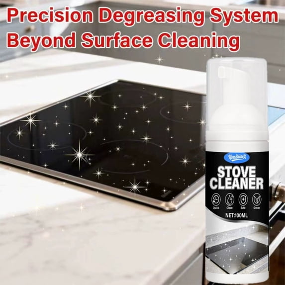 Kitchen Stove Cleaner – Grease Remover | Cooktop Foam Cleans Induction, Gas, Glass, Enamel | Non-Abrasive, Fast Acting | 100ml | Single Item | Formula