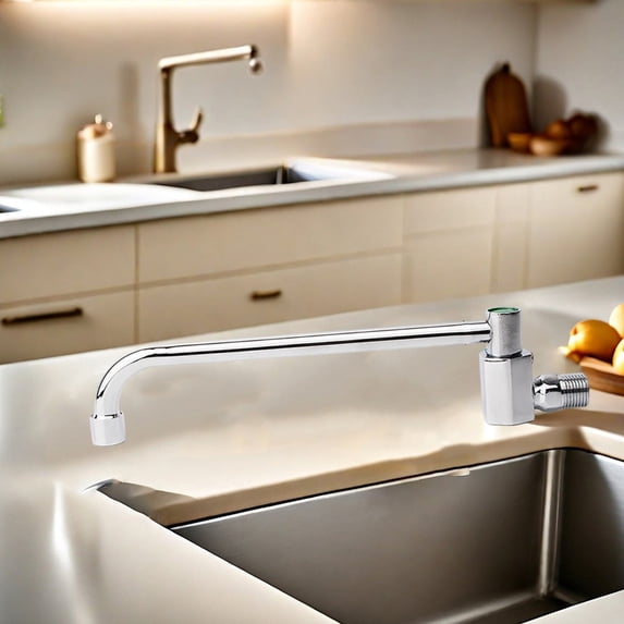 Kitchen Stove Faucet Copper 4 Points Rotatable Semi-Automatic Faucet 25Cm Smile Home