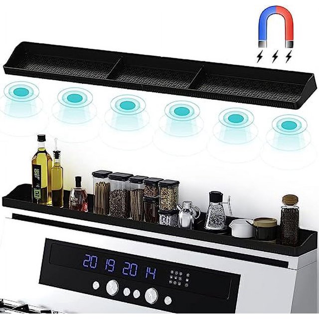 Kitchen Stove Shelf, 74 x 8.9 x 3.5 cm Shelf Over Stove Black