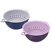 Unique Bargains Kitchen Strainer Colander Bowl Set 2 Pcs Medium Double Layer Drain Basket Blue, Purple