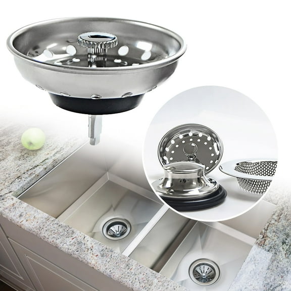 Kitchen Strainer Flat Head Plug Stopper Draining Rack Accessory Universal Fit, 8.1 cm, Silver
