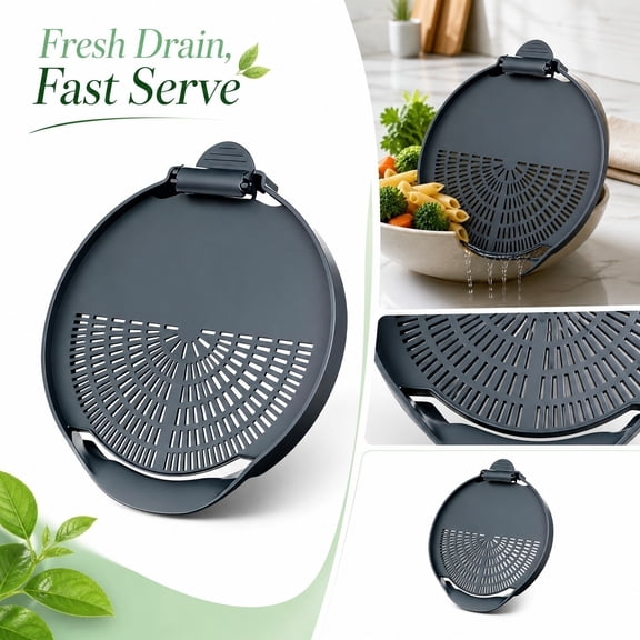 Kitchen Strainer, Pasta Strainer, Strainer, Clip on Strainer, 10X8 Inch Plastic Multi-Function Filter for Draining Noodles, Rinsing Fruits, Vegetables, Fits Most Standard Pots and