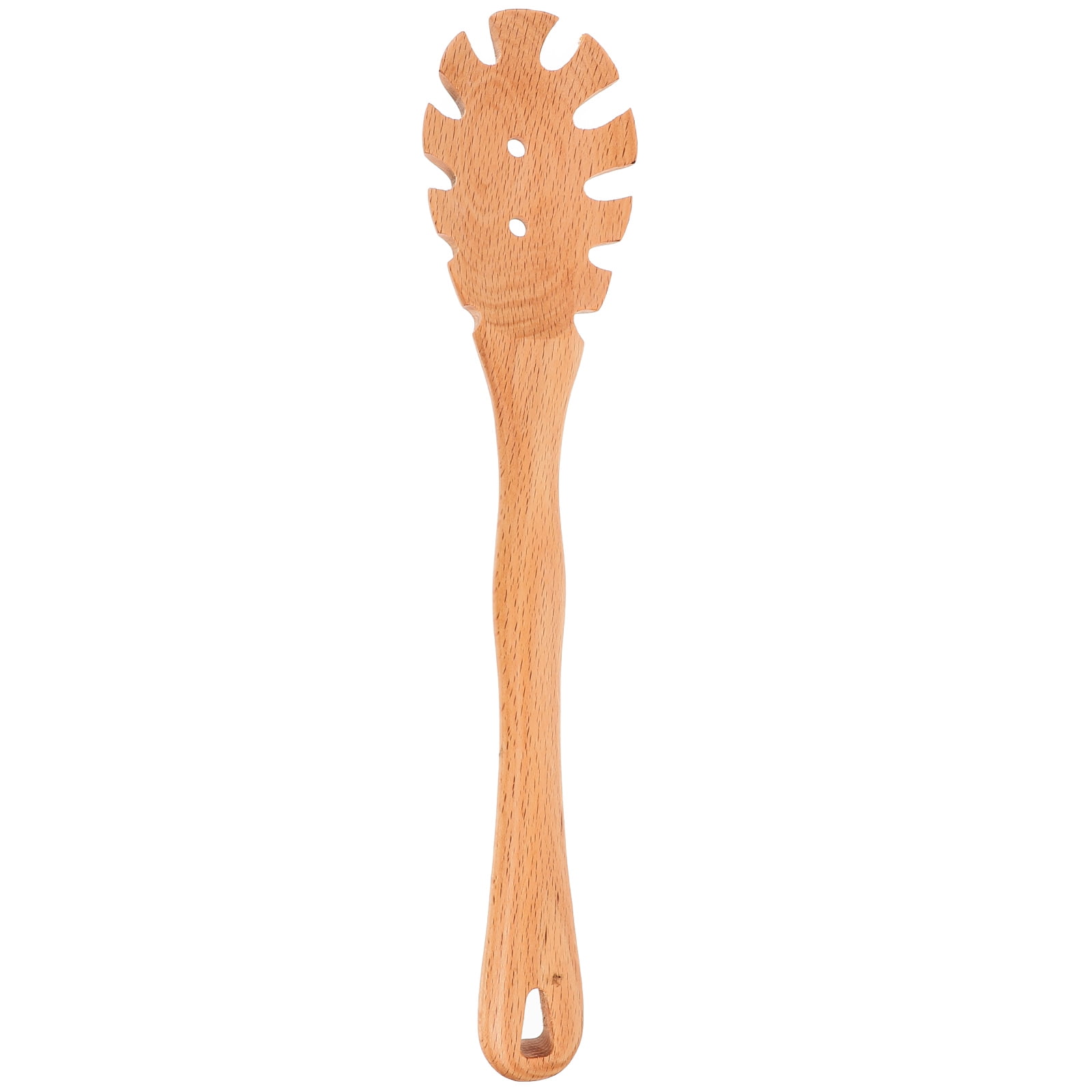 Kitchen Strainer Slotted Pasta Spoon Wooden Spaghetti Fettuccine