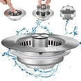 thumbnail image 1 of Kitchen Strainer - Stainless Steel, Spring-Loaded Stopper, for Sink Drain Food Catching & Odor Filter, 1 of 8
