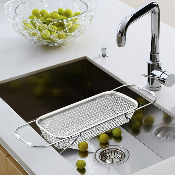 Kitchen Strainers and Colanders over the Sink Stainless Steel Fine Mesh Expandable Strainer Colander Basket Large Kitchen Gadgets Tools, Strainer Basket for Fruits, Vegetables, Pasta
