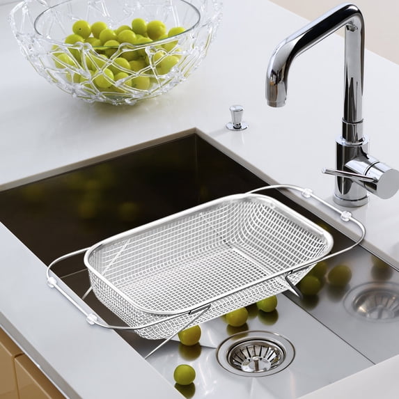 Kitchen Strainers and Colanders over the Sink Stainless Steel Fine Mesh Expandable Strainer Colander Basket Large Kitchen Gadgets Tools, Strainer Basket for Fruits, Vegetables, Pasta