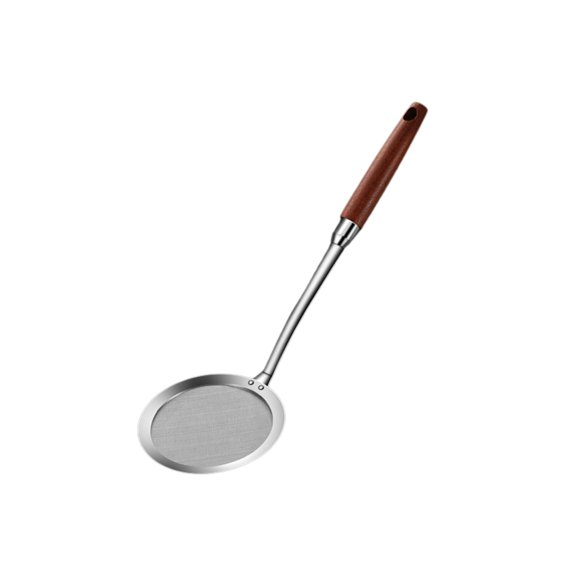 Kitchen Strainers Stainless Steel Mesh Funnel Sieve with Wooden Handle for Fine Dregs, Stainless Steel Cooking Spoon for Fishing Oil Kitchen Household