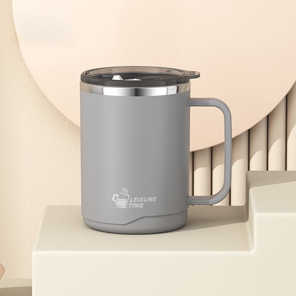 Kitchen Supplie, Stainless Steel Water Cup With Lid Double Layer Insulated Sealed Leakproof Office Vacuum Cup Coffee Cup Tea Cup 500ml Push Lid, Women Gifts