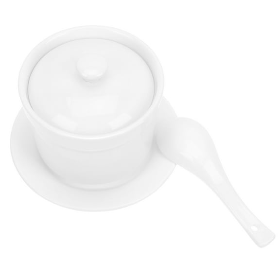 LITINKIMI Stem Pot For Soup Ceramic Soup Bowl With Lid White 1 Relatives