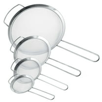 Kitchen Supply Set of 4 Fine Mesh Stainless Steel Strainers with Wide Ear Design, 3", 4", 5.5", 8"