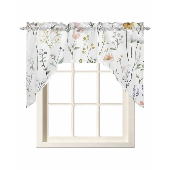 Kitchen Swag Valance for Window, Rod Pocket Short Kitchen Curtains&nbsp;36 Inch Length, Swag Topper Small Window Treatment for Cafe Bathroom Bedroom