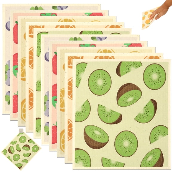 Xiyztok Kitchen Swedish Dishcloth 10 Pack Reusable Paper Towel Non Scratch Swedish Kitchen Towel Absorbent for Wiping Countertop Glass Ceramic