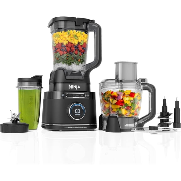 Kitchen System | All-in-One Food Processor & Blender With 8-Cup Bowl (1) 24 oz. To-Go Cup For Smoothies, Cookie Dough, Salsas, Cole Slaw More 1800 Watt Black TB401
