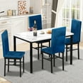thumbnail image 1 of Kitchen Table and 4 Chairs Set, Metal Kitchen Table Sets Faux Marble Rectangular Breakfast Table w/Metal Legs & Black Finish Frame, Dining Table Sets for an Apartment Breakfast, SS1308, 1 of 10