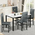 thumbnail image 1 of Kitchen Table and 4 Chairs Set, Metal Kitchen Table Sets Faux Marble Rectangular Breakfast Table w/Metal Legs & Black Finish Frame, Dining Table Sets for an Apartment Breakfast, Grey, SS1318, 1 of 11