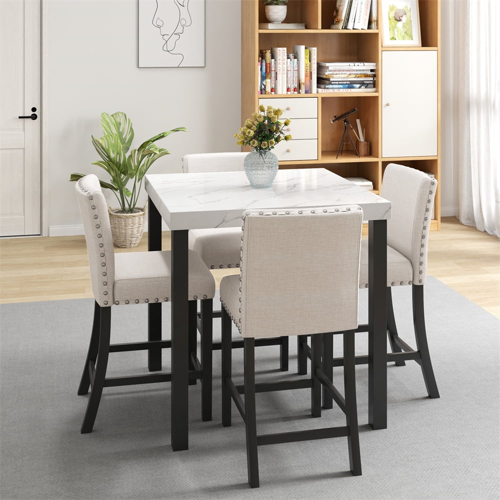 Kitchen Table And Chairs for 4, 5Piece Dining Room Table Set, Square