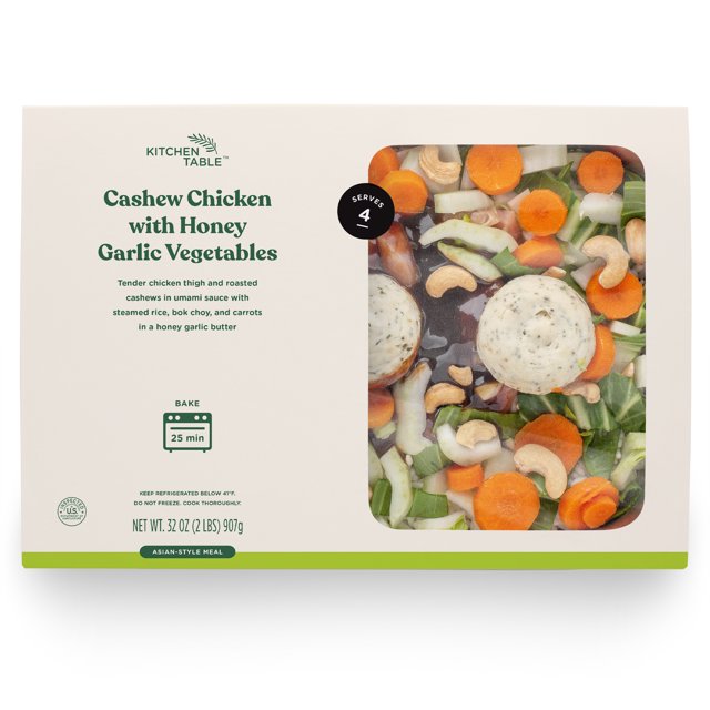 Kitchen Table Cashew Chicken with Honey Garlic Vegetables, Oven Ready