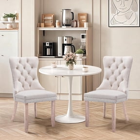 Kitchen Table and Chairs for 2, 24" Dining Table Set for 2 with Velvet Upholstered Chairs, 3 Piece Round Kitchen Table Set, Dining Room Table Set for Small Space, Apartment